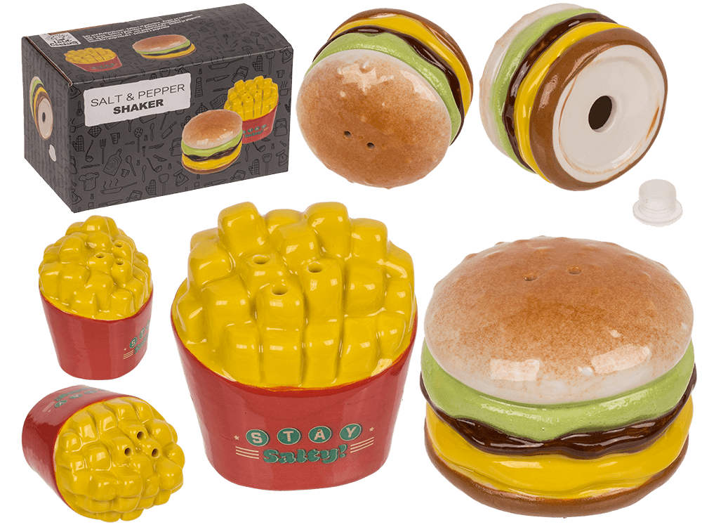 Salière et poivrière burger et frites