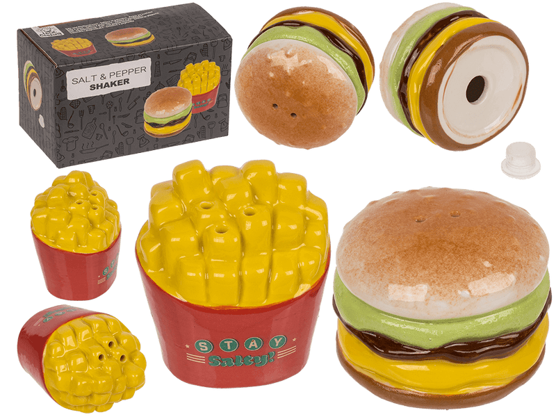 Salière et poivrière burger et frites