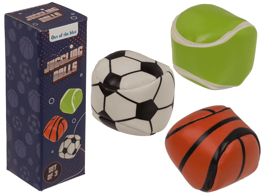 Trois balles de jonglage motifs sport