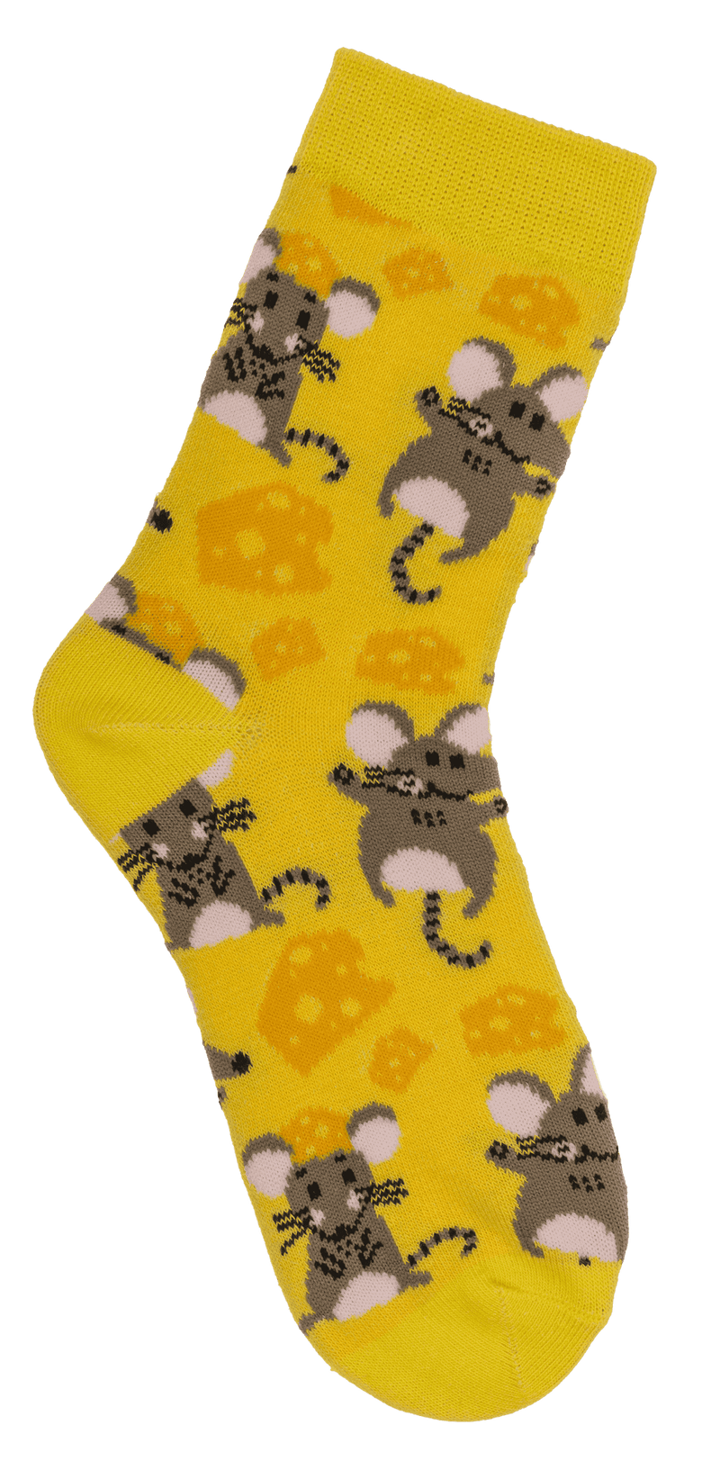 Chaussettes souris et fromages sur fond jaune, 36-42