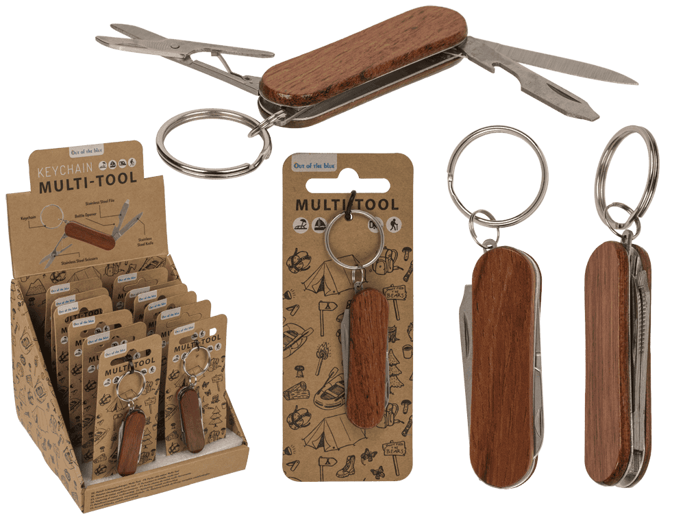 Porte-clés multifonction avec côtés en bois