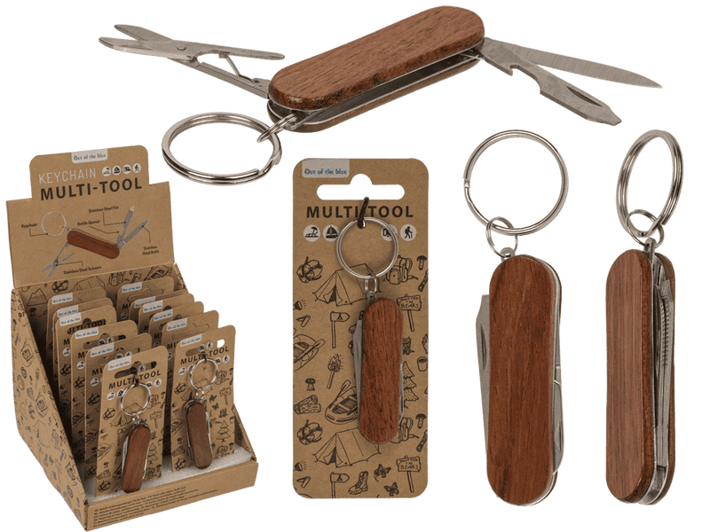 Porte-clés multifonction avec côtés en bois