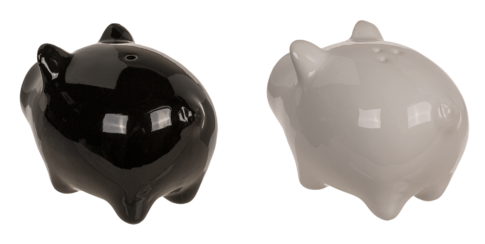 Salière et poivrière cochons aimantés