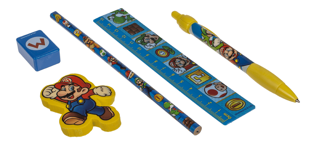 Papeterie Super Mario : cinq accessoires en pochette