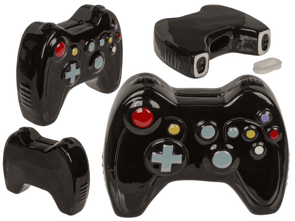 Tirelire manette noire en céramique, 16 × 13 cm