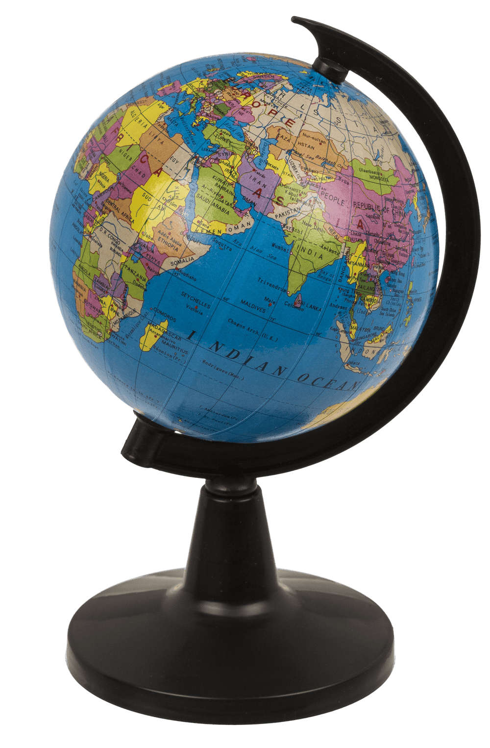 Petit globe terrestre en papier sur socle, 8,5 cm