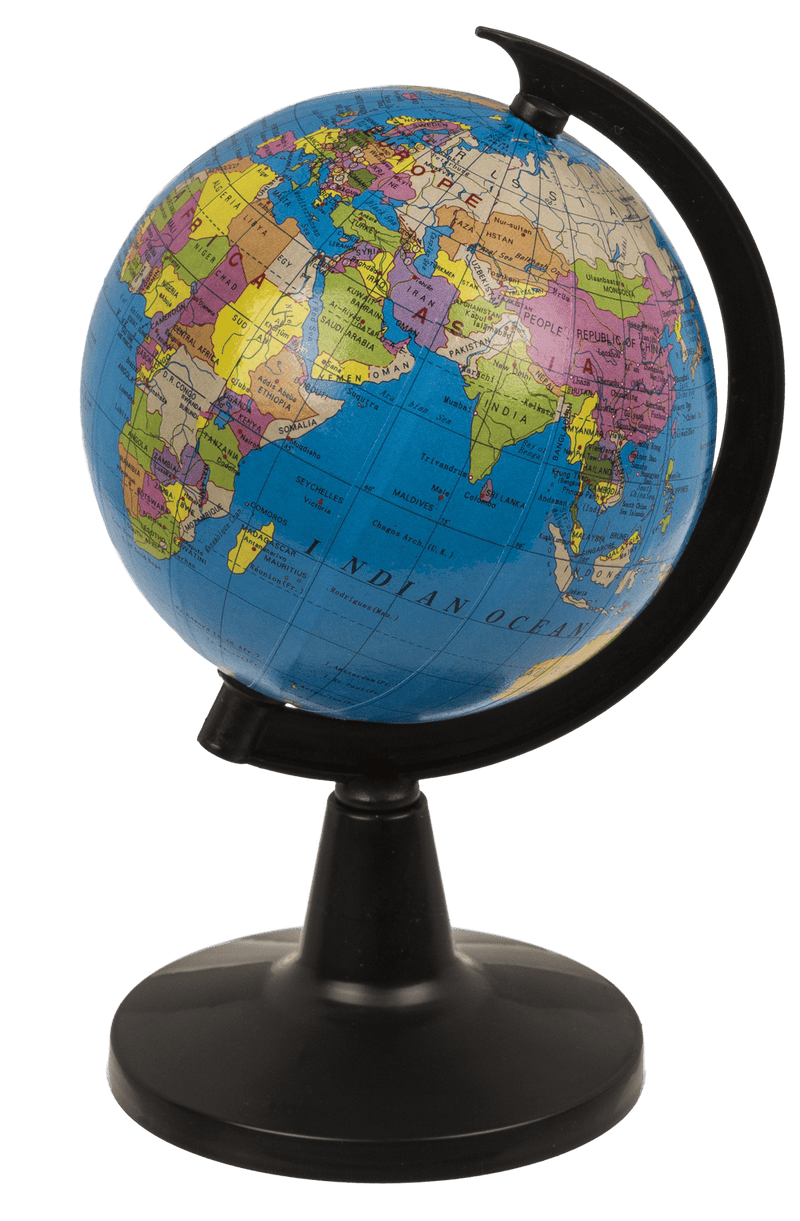 Petit globe terrestre en papier sur socle, 8,5 cm