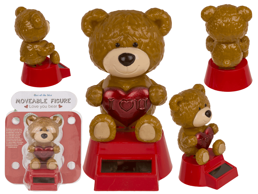 Figurine solaire ours au cœur rouge Love You