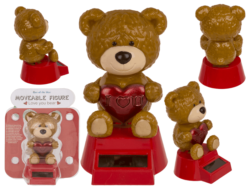 Figurine solaire ours au cœur rouge Love You