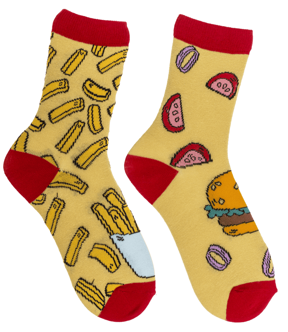 Chaussettes burger et frites, pointures 36-42