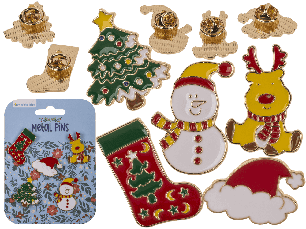Set de cinq broches de Noël en métal