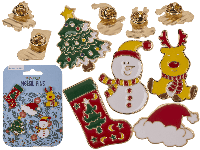 Set de cinq broches de Noël en métal