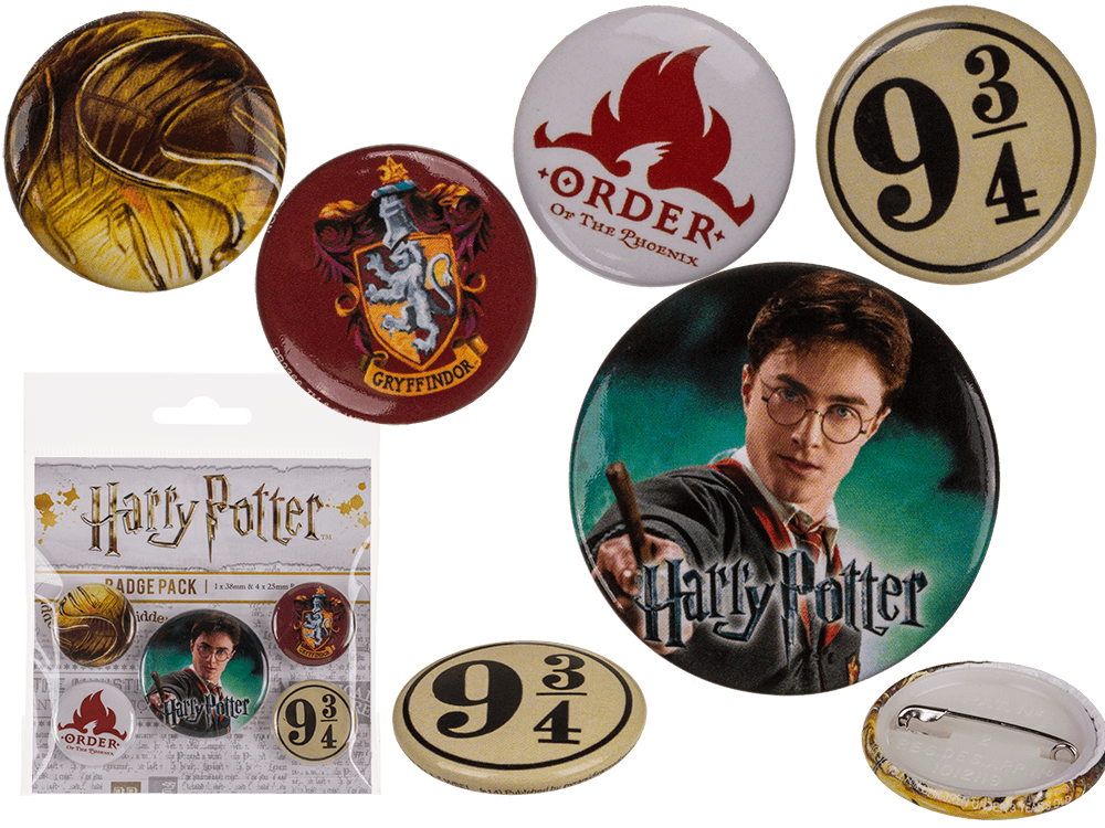 Cinq badges Harry Potter Gryffondor