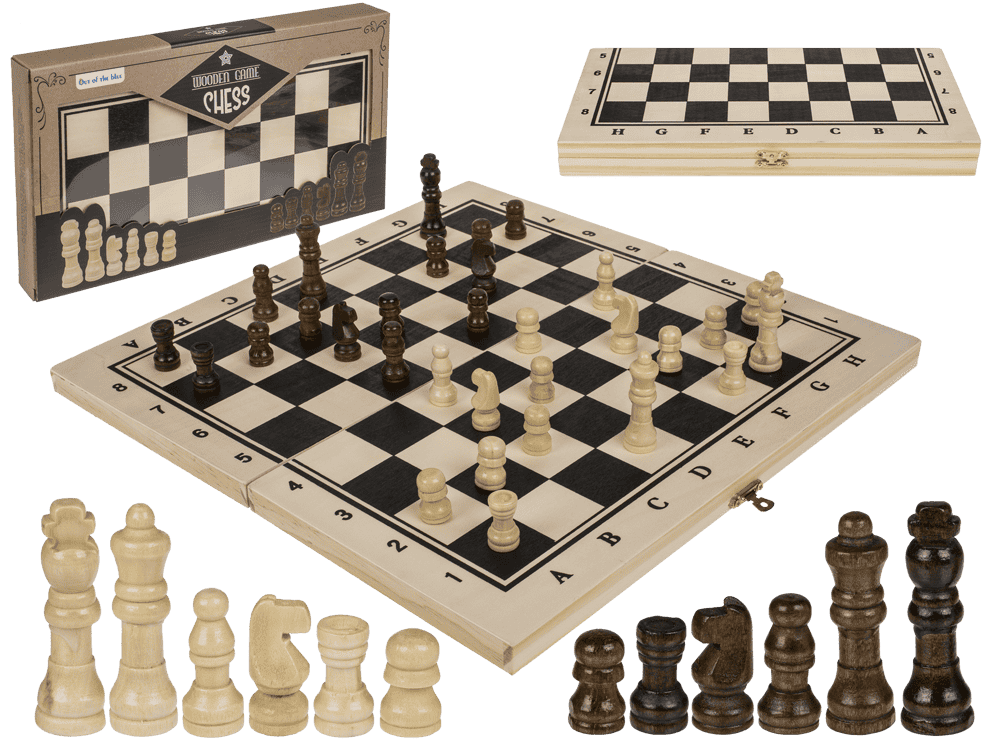 Jeu d’échecs en bois 34 × 34 cm