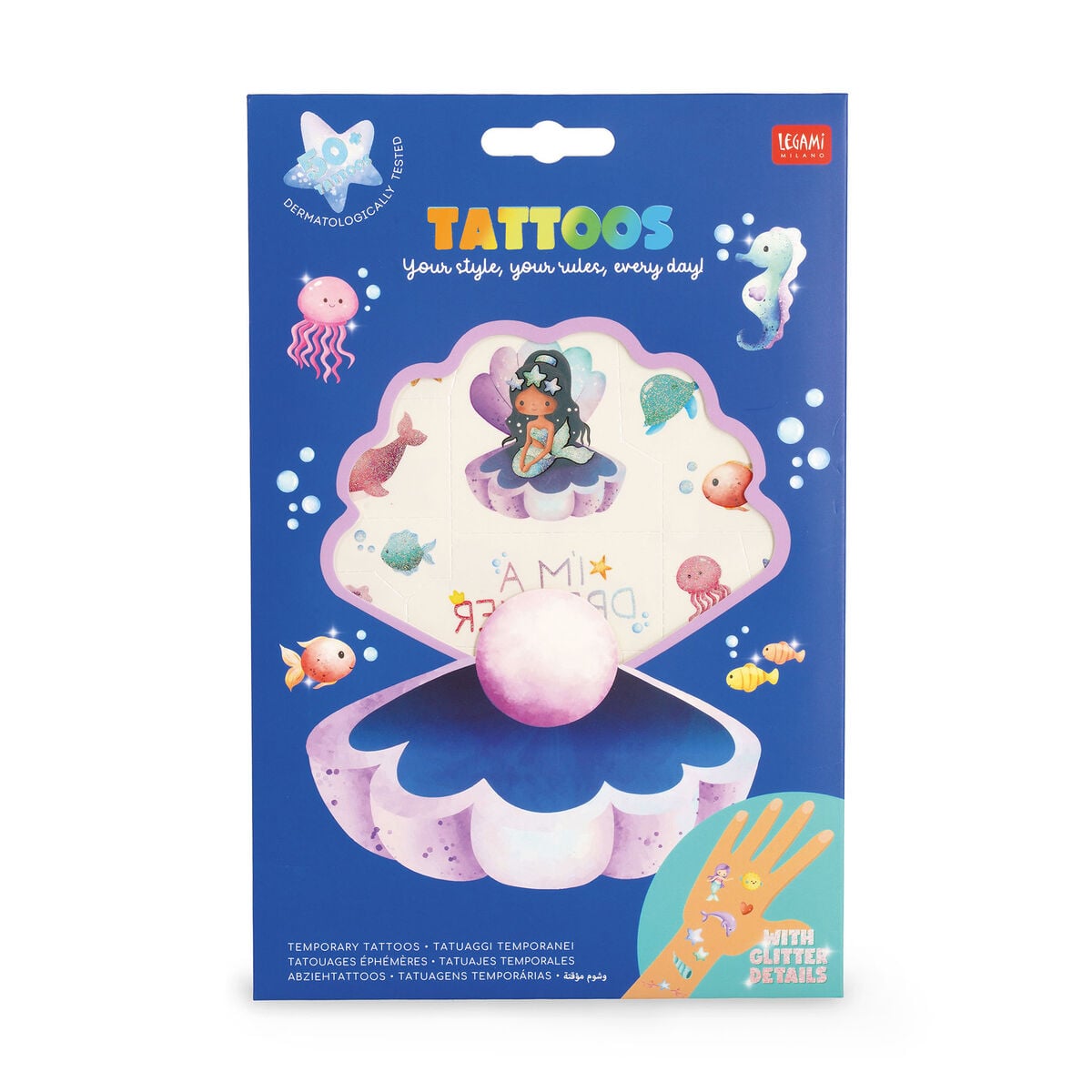 Tatouages éphémères LEGAMI Mermaid ou Space