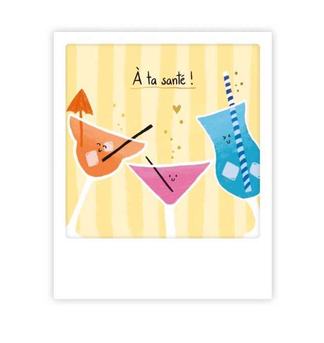 Mini carte postale À ta santé, verres colorés | Pickmotion