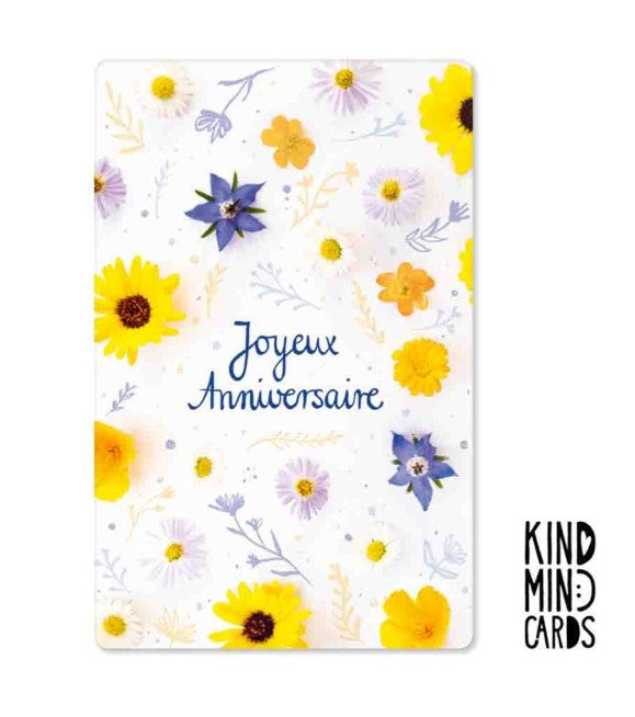 Carte Kind Mind Joyeux anniversaire, fleurs des champs | Pickmotion