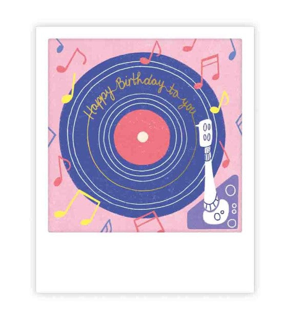 Mini carte postale Happy Birthday, disque vinyle | Pickmotion