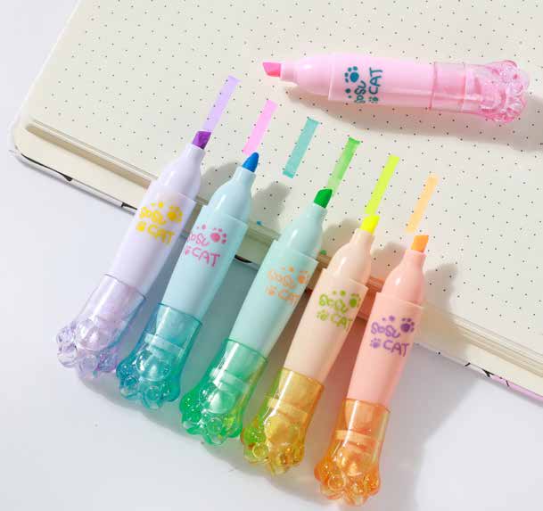 Lot de 6 mini surligneurs Pattes Macaron - i-Total