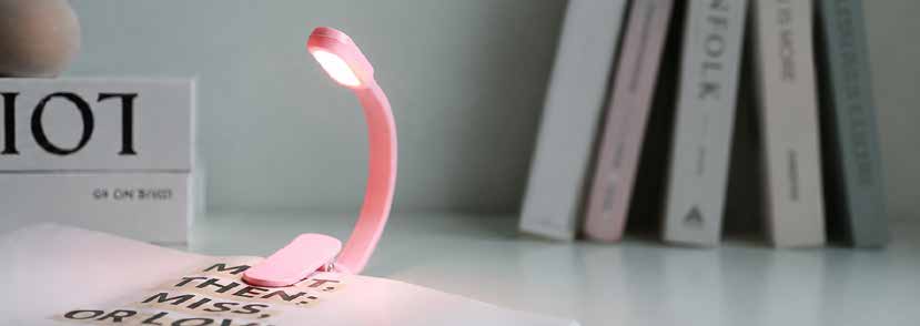 Lampe de lecture LED à pince rose pastel, i-Total