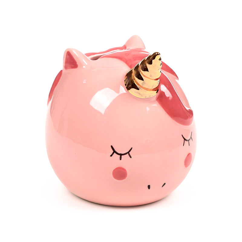 Tirelire licorne rose en céramique