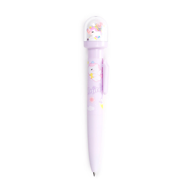 Stylo licorne mauve avec globe décoratif