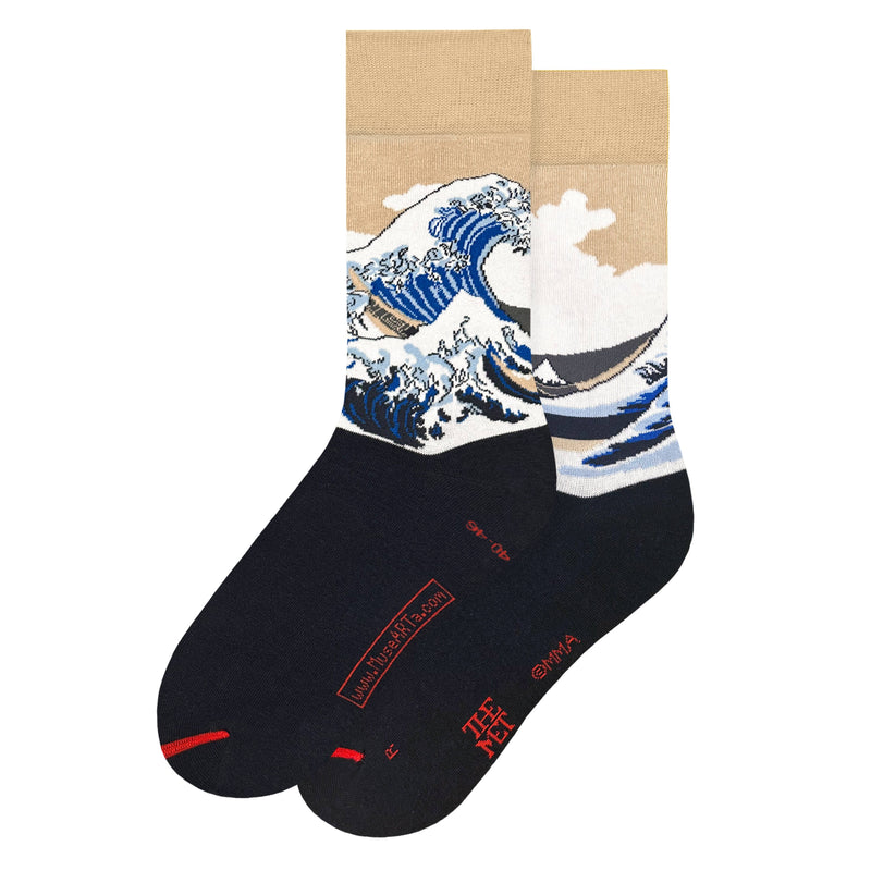 Chaussettes Hokusai, La Grande Vague beige - MuseARTa