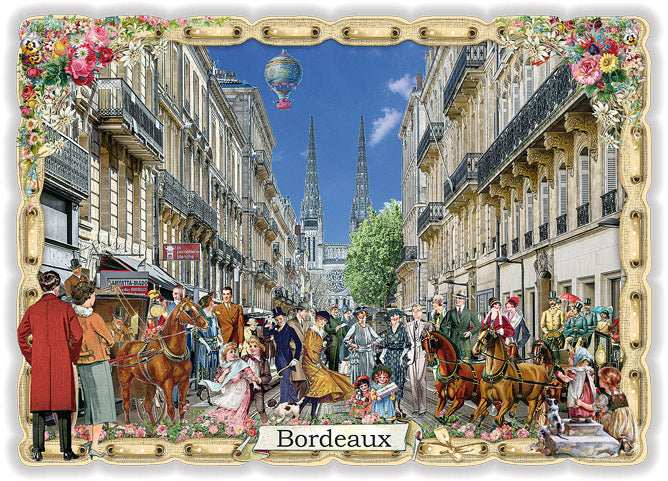 Carte postale Bordeaux, scène de ville rétro - ACTE TRE