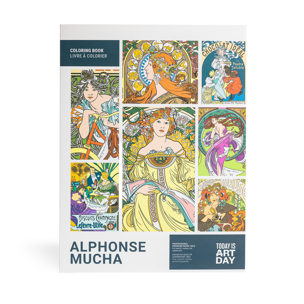 Coloriages Alphonse Mucha, 12 illustrations