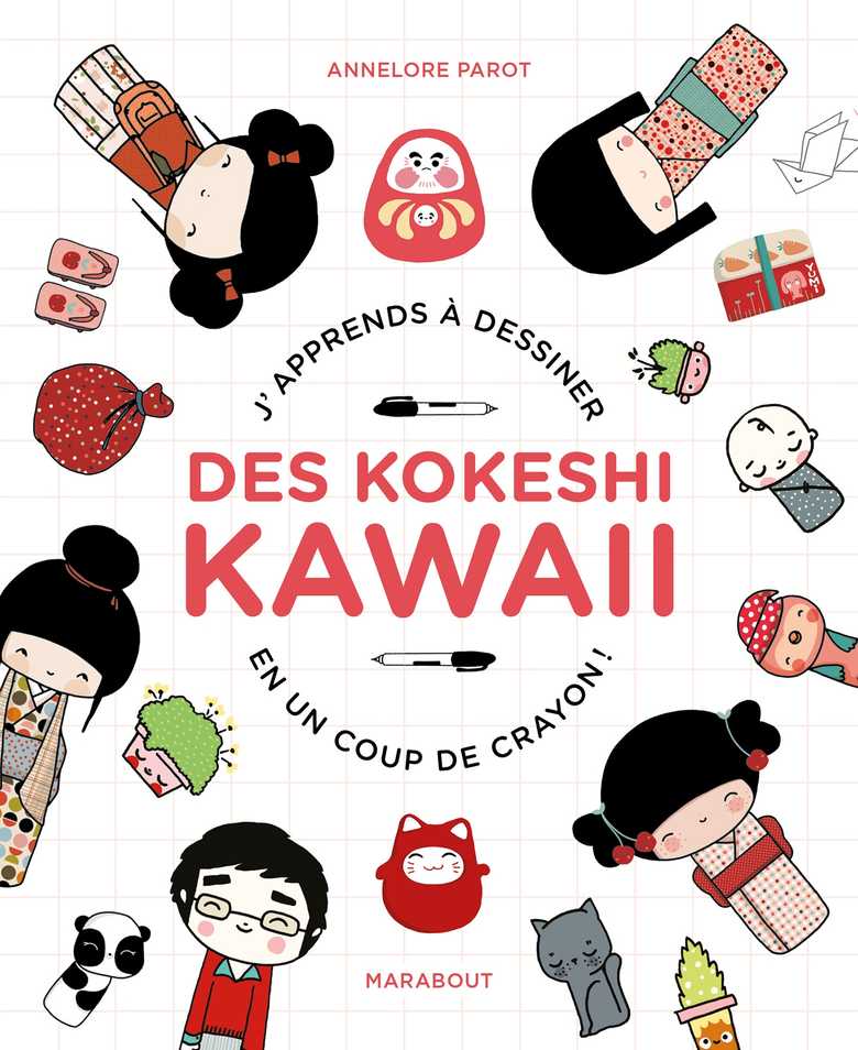 J’apprends à dessiner des kokeshi kawaii