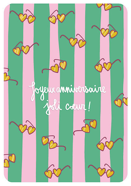 Carte double Joyeux anniversaire joli cœur - ACTE TRE