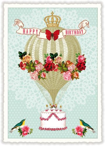 Carte postale Happy Birthday, montgolfière - ACTE TRE