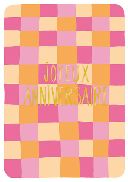 Carte double Joyeux anniversaire, damier - ACTE TRE