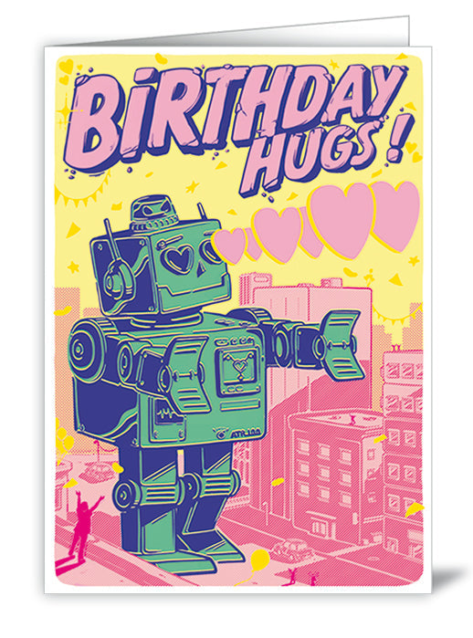 Carte double Birthday hugs, robot - ACTE TRE