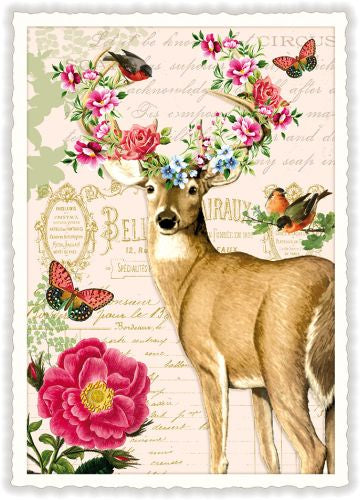 Carte postale Cerf aux bois fleuris - ACTE TRE