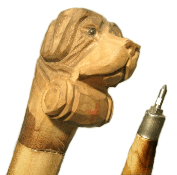 Bâton de marche 1,10 m à tête de saint-bernard - Univers Bois