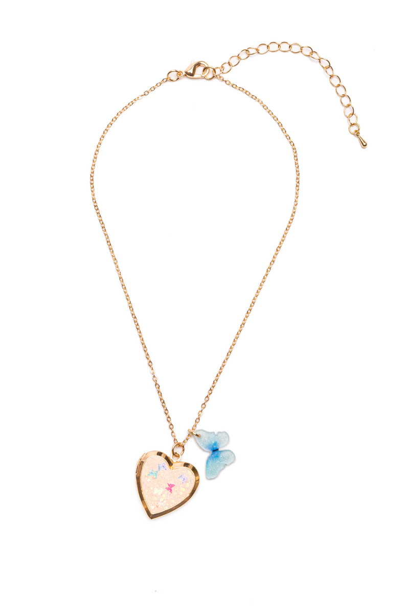 Collier médaillon Butterfly Heart Locket - Great Pretenders