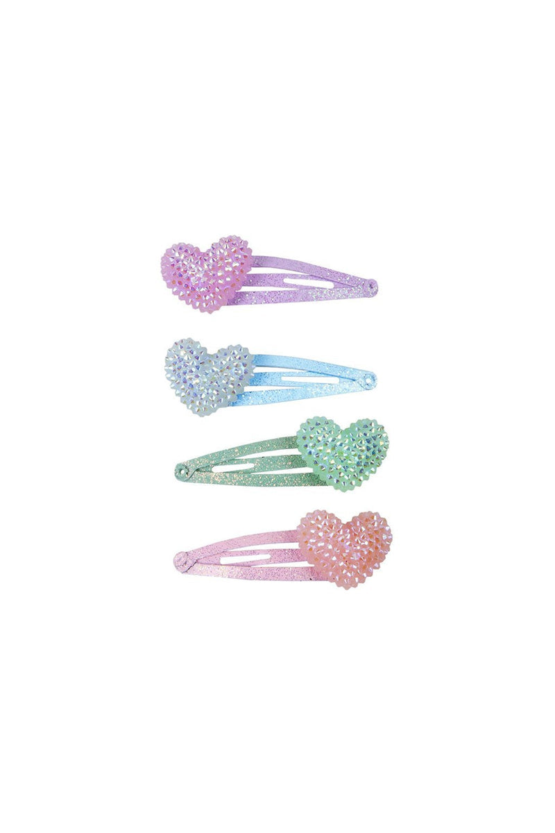4 barrettes Sparkle Heart Bobble - Great Pretenders