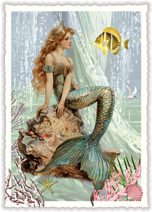 Carte postale sirène et poisson doré - ACTE TRE