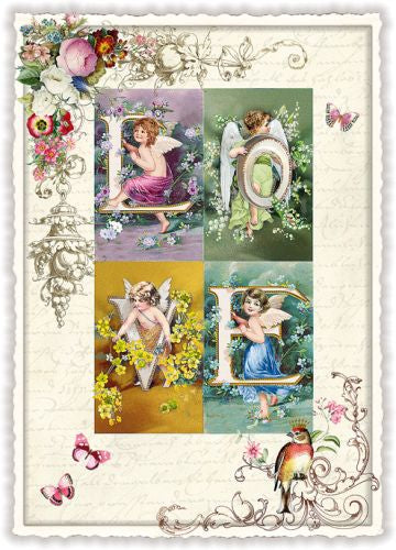 Carte postale Love, lettres et anges, ACTE TRE