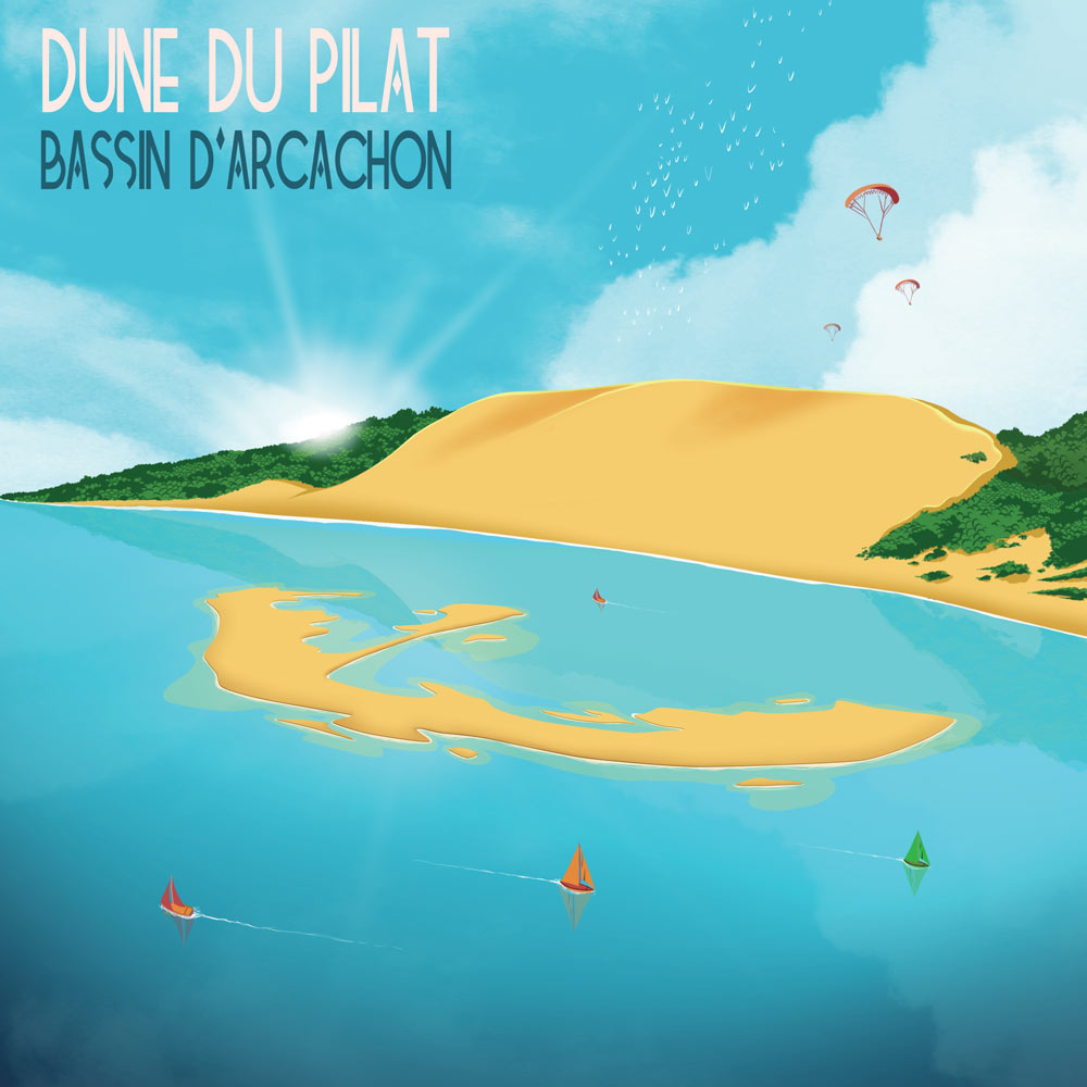 Carte Dune du Pilat et Arguin, Raoul Paoli 14 cm
