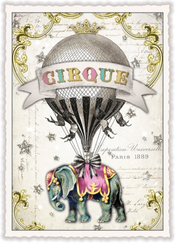 Carte postale éléphant et ballon Cirque - ACTE TRE