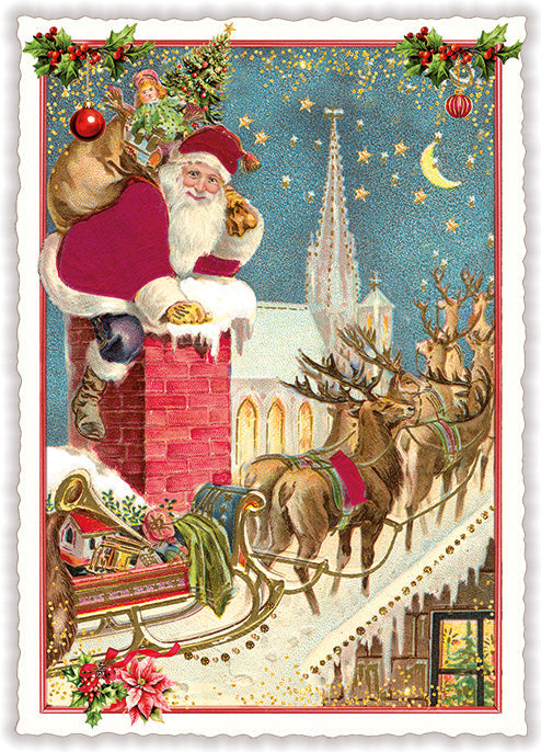 Carte postale Père Noël sur la cheminée - ACTE TRE