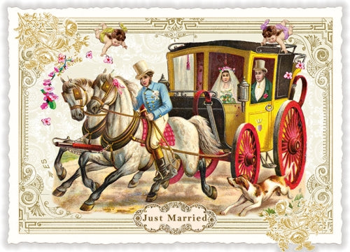Carte postale Just Married, calèche - ACTE TRE