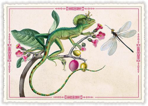 Carte postale caméléon et libellule - ACTE TRE