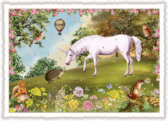 Carte postale licorne dans la clairière - ACTE TRE