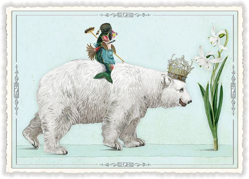 Carte postale ours blanc et poisson - ACTE TRE