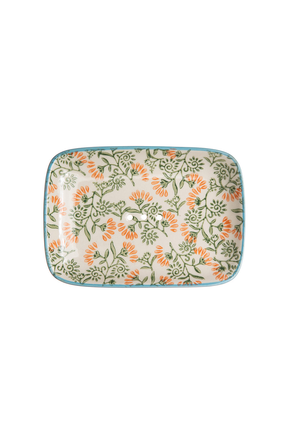 Porte-savon Tranquillo Floral vert, rectangulaire