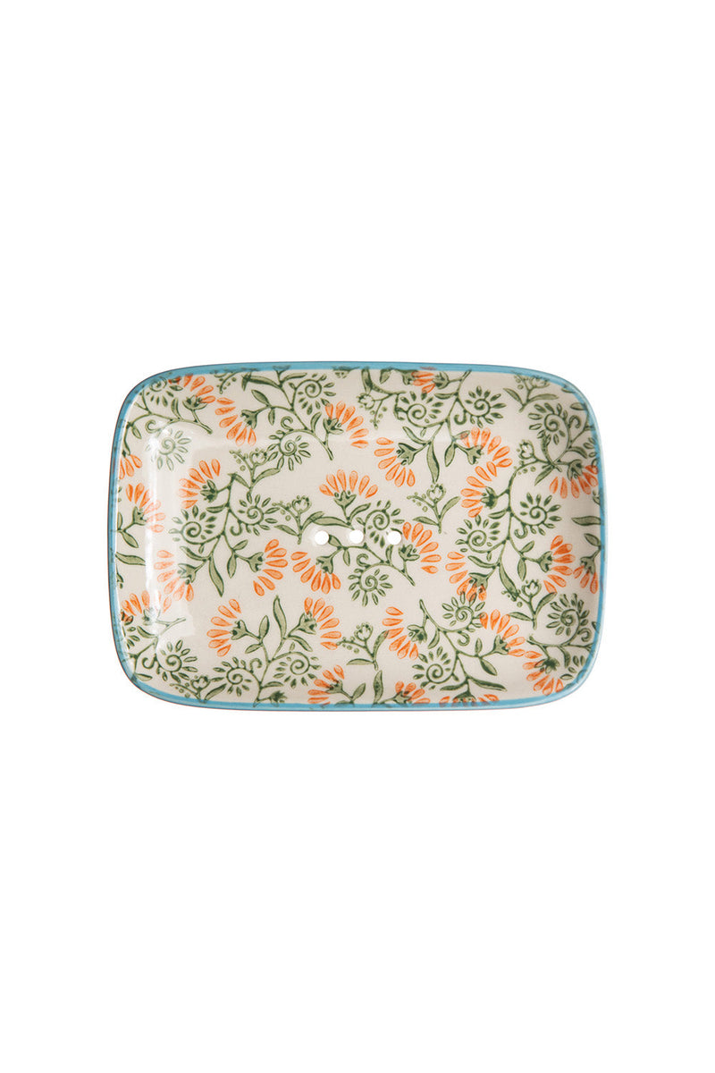 Porte-savon Tranquillo Floral vert, rectangulaire