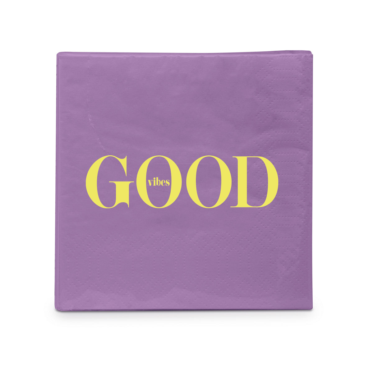 Vingt serviettes GoodVibes mauves et jaunes, PPD